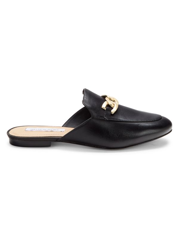 Saks Fifth Avenue Chain Trim Leather Mules